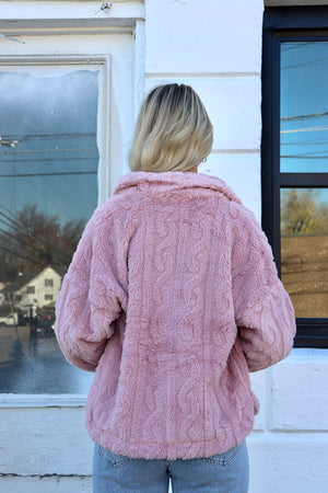 As You Are Fleece Shacket Lt. Pink