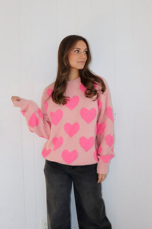 Heart Jacquard Knit Sweater