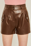 "Wait For Me" Dk. Brown Leather Shorts