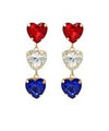 Heart Drop Earrings Red/White/Blue