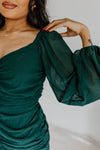 "So Charming" Rouched Dress - Dk. Green