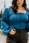 "Music In My Mind" Teal Corset Cropped Top - XL+