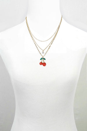 Cherry Pendant Necklace Gold