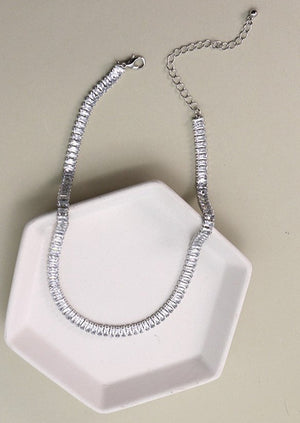 Baguette Tennis Necklace Silver