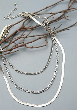 Layer Chain Necklaces Silver