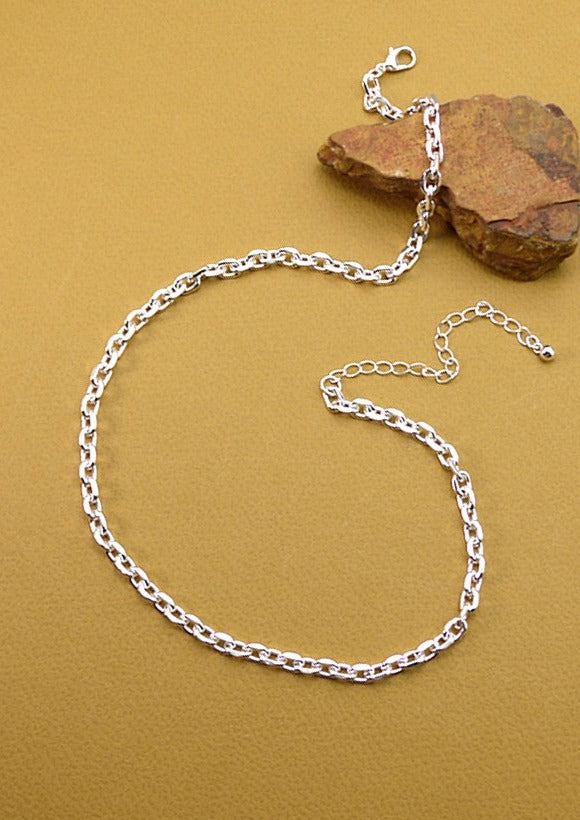Oval Chain-Link Necklace Silver