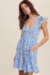 Don't Rush Mini Dress Floral Blue