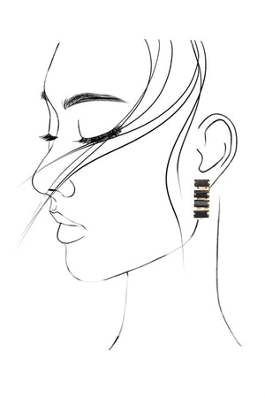 Rectangle Drop Earrings Clear/Gold