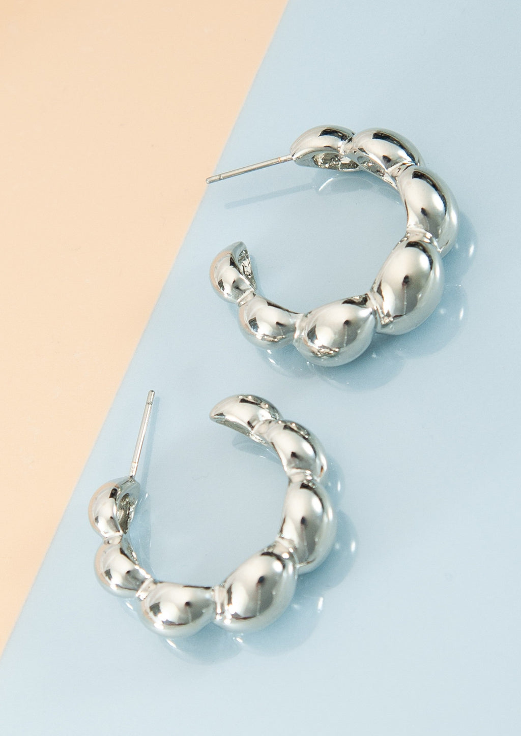 Bubble Hoop Earrings Silver