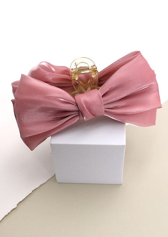 Chiffon Bow Claw Clip Pink