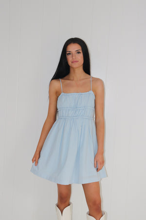 Move Along Babydoll Dress Blue