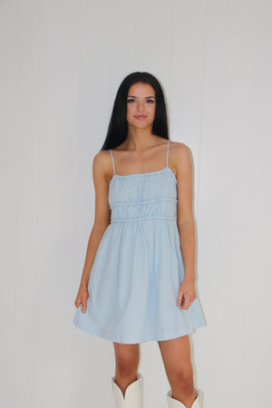 Move Along Babydoll Dress Blue