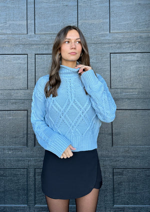 Cuddle Up Knit Sweater Blue