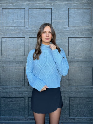 Cuddle Up Knit Sweater Blue