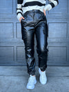 Into You Leather Cargo Joggers Black