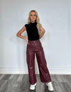 Keep Guessing Leather Pants Wine