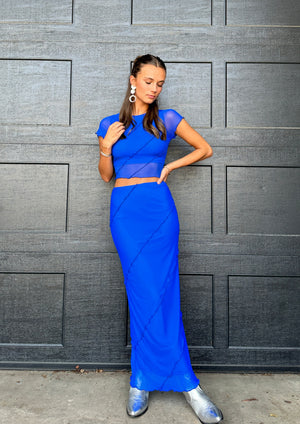 Royalty Two-Piece Skirt Set Blue