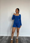 If They Knew Ribbed Romper Blue