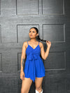 Play It Back Romper Blue