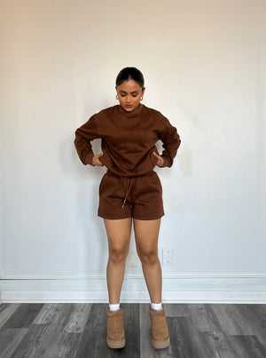Stay Home Sweat Set Brown