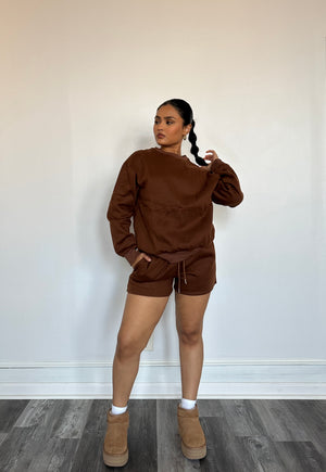 Stay Home Sweat Set Brown