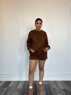 Stay Home Sweat Set Brown