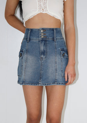 Use To Me Cargo Denim Mini Skirt