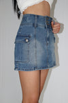 Use To Me Cargo Denim Mini Skirt