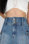 Use To Me Cargo Denim Mini Skirt