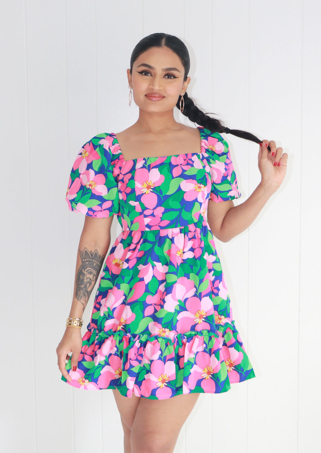 Fresh Florals Puff Sleeve Mini Dress