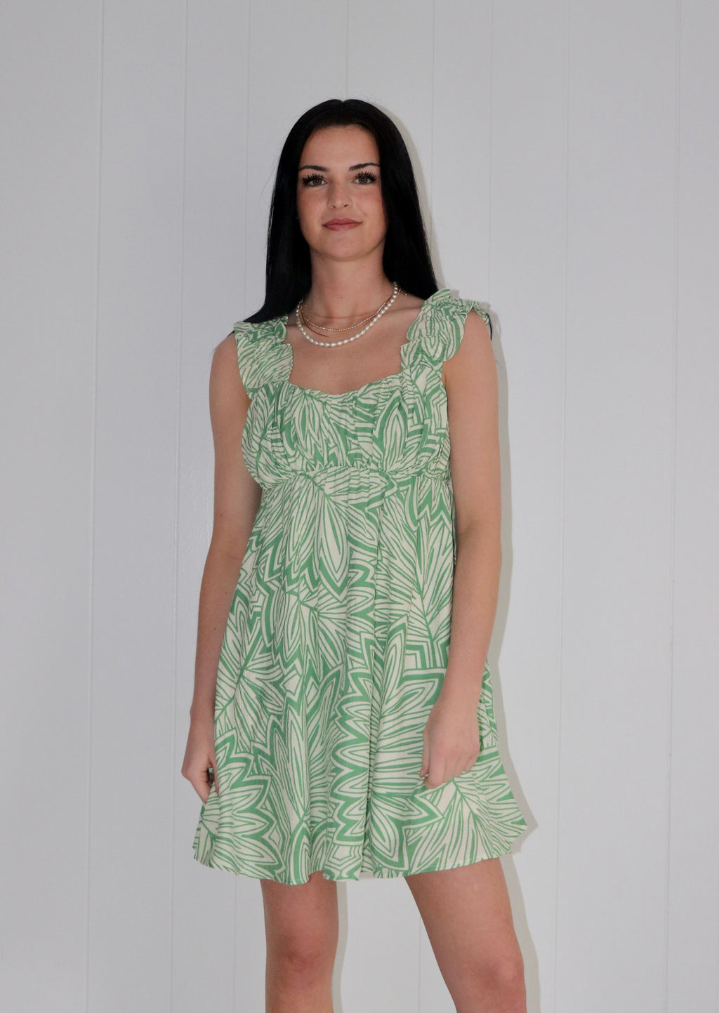 Look My Way Leaf Printed Mini Dress