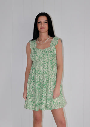 Look My Way Leaf Printed Mini Dress