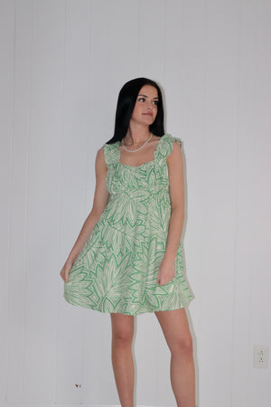Look My Way Leaf Printed Mini Dress