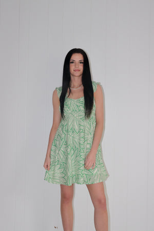 Look My Way Leaf Printed Mini Dress