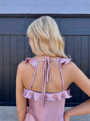 "Come Along" Mauve Silk Mini Dress