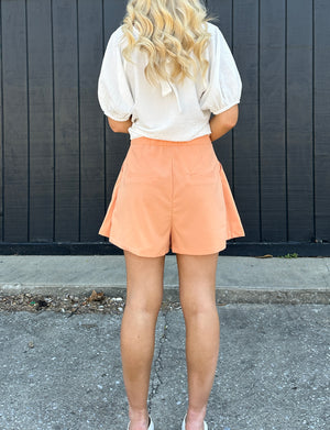 "Chasing Sunsets" Orange Pleated Shorts