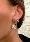 Square Rhinestone Drop Earrings Gold