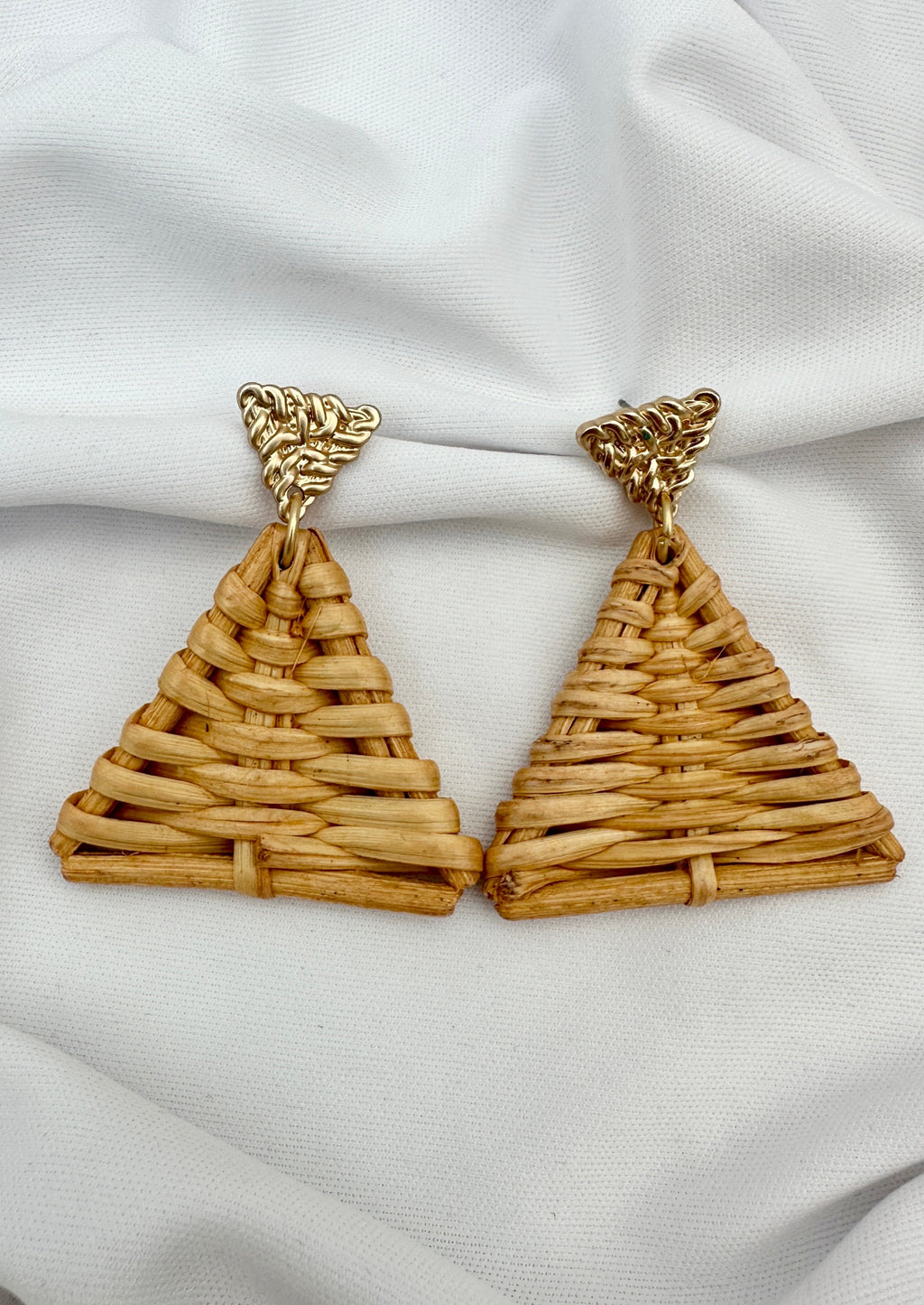 Rattan Triangle Drop Earrings