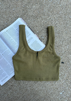 New You Ribbed Tank Green