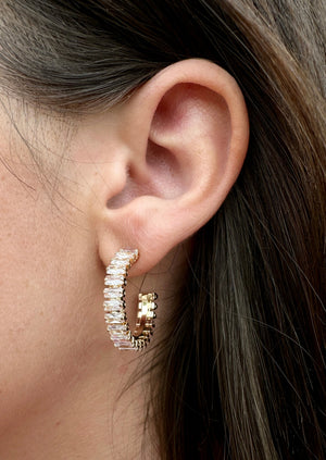 CZ Hoop Earrings Gold