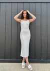 Stay A While Midi Dress Grey/White