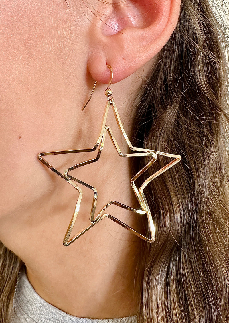 Double Star Earrings Gold