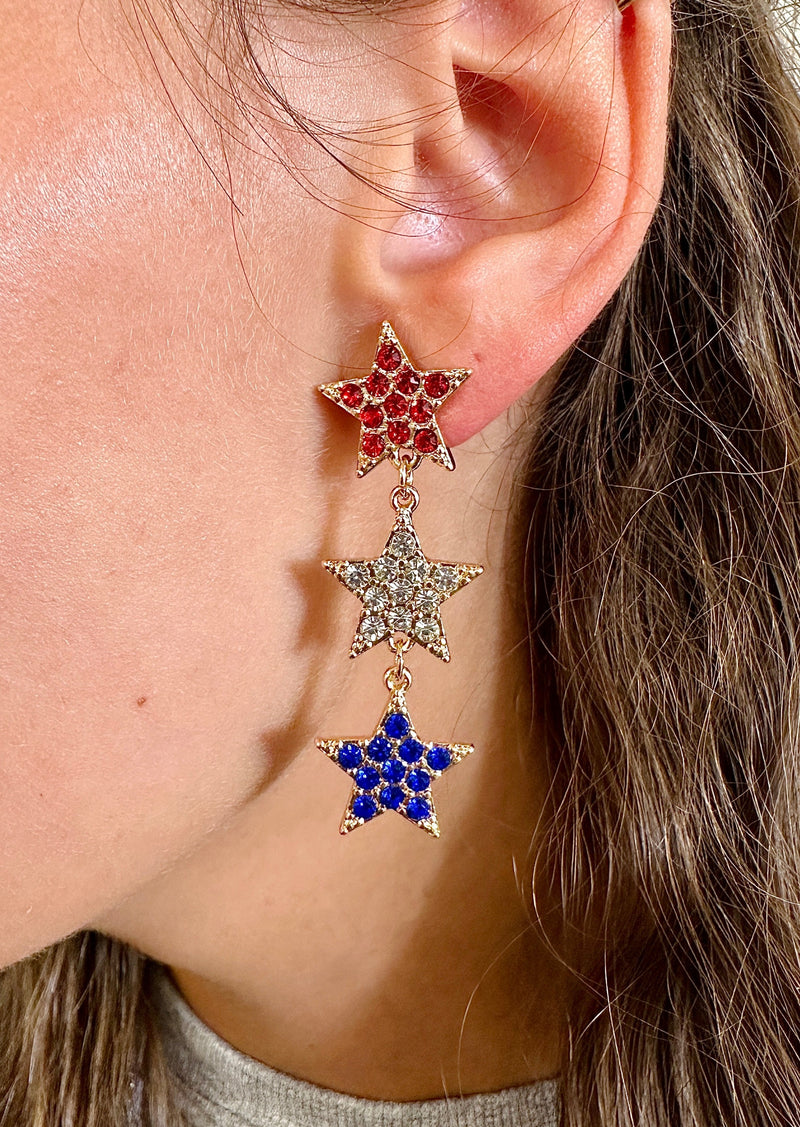 Star Drop Earrings Red/White/Blue