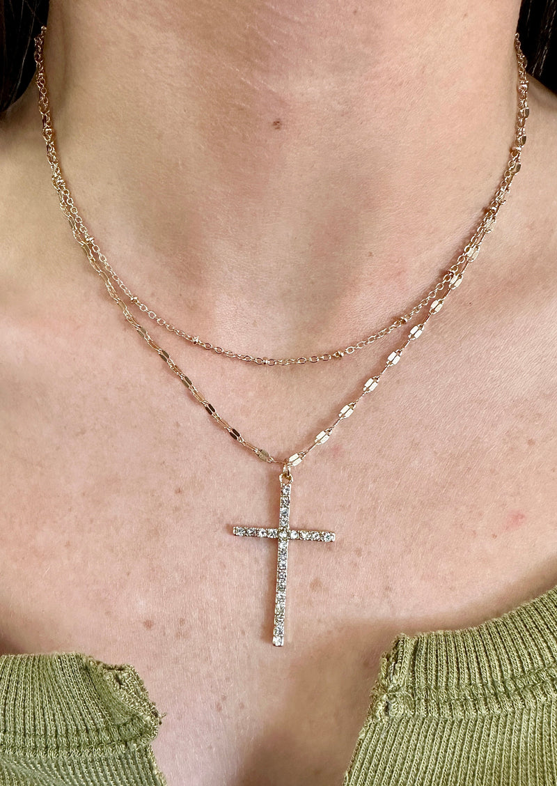 Cross Layered Pendant Necklace