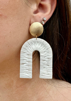 Woven Arch Earrings White