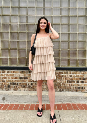 Fearless Ruffle Dress Champagne