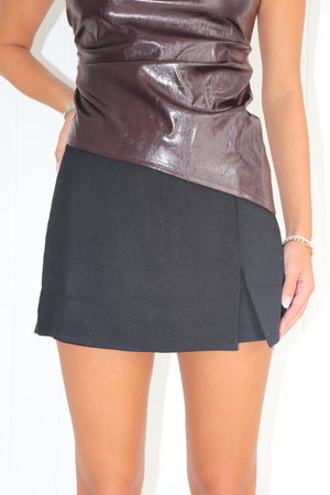 She A Baddie Leather Top Burgandy