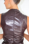 She A Baddie Leather Top Burgandy
