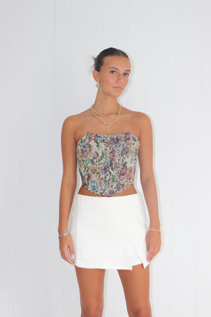 Lace Me Up Tapestry Corset Top