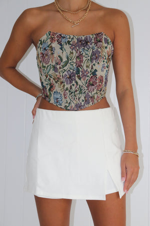 Lace Me Up Tapestry Corset Top